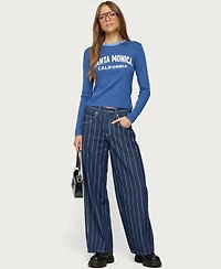 Edikted Women's Kyler Pinstripe Low Rise Jeans
