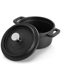 MegaChef Piece Cast Iron 8 Ounce Mini Dutch Oven with Wood Tray
