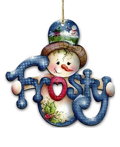 Designocracy Frosty Wooden Holiday Ornament