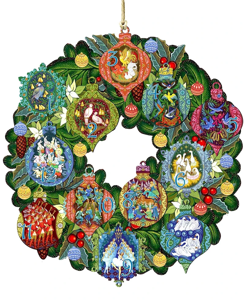 Designocracy 12 Days of Christmas Wreath Ornament