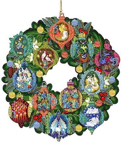 Designocracy 12 Days of Christmas Wreath Ornament