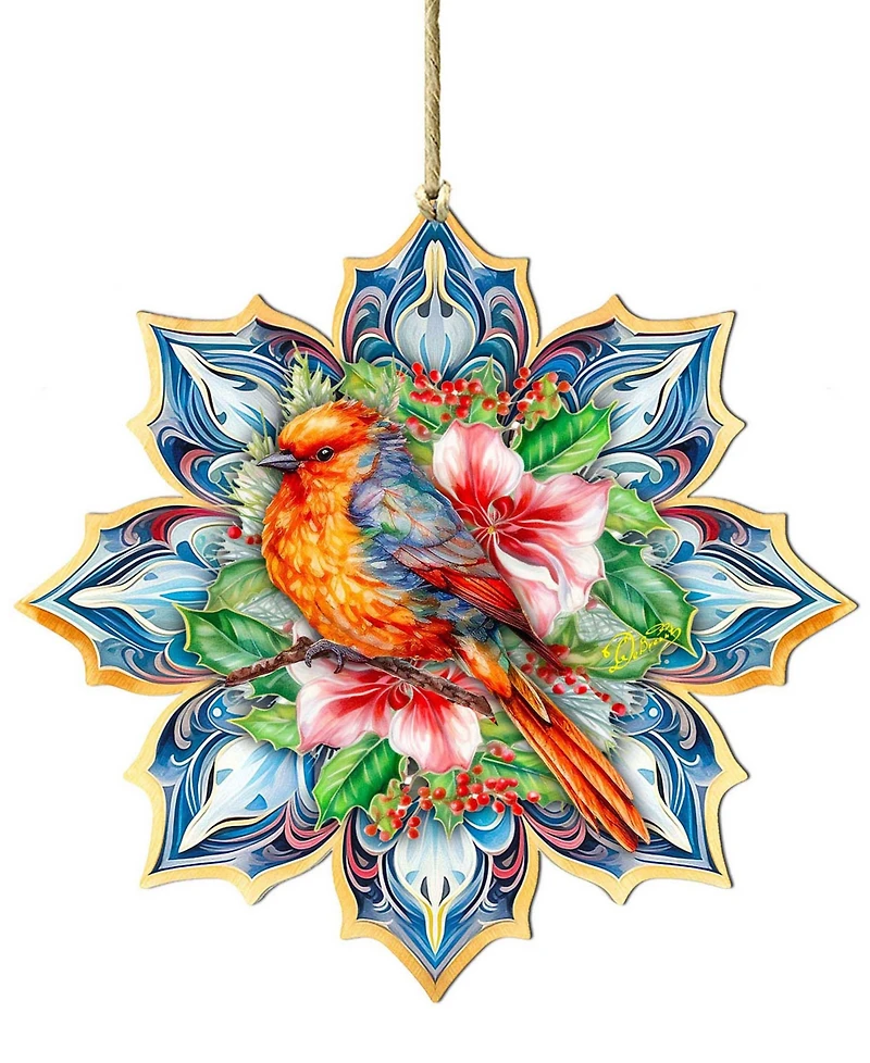 Designocracy Forest Bird Snowflake Wooden Ornament