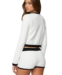 Edikted Women's Mara Contrast Textured Knit Cardigan