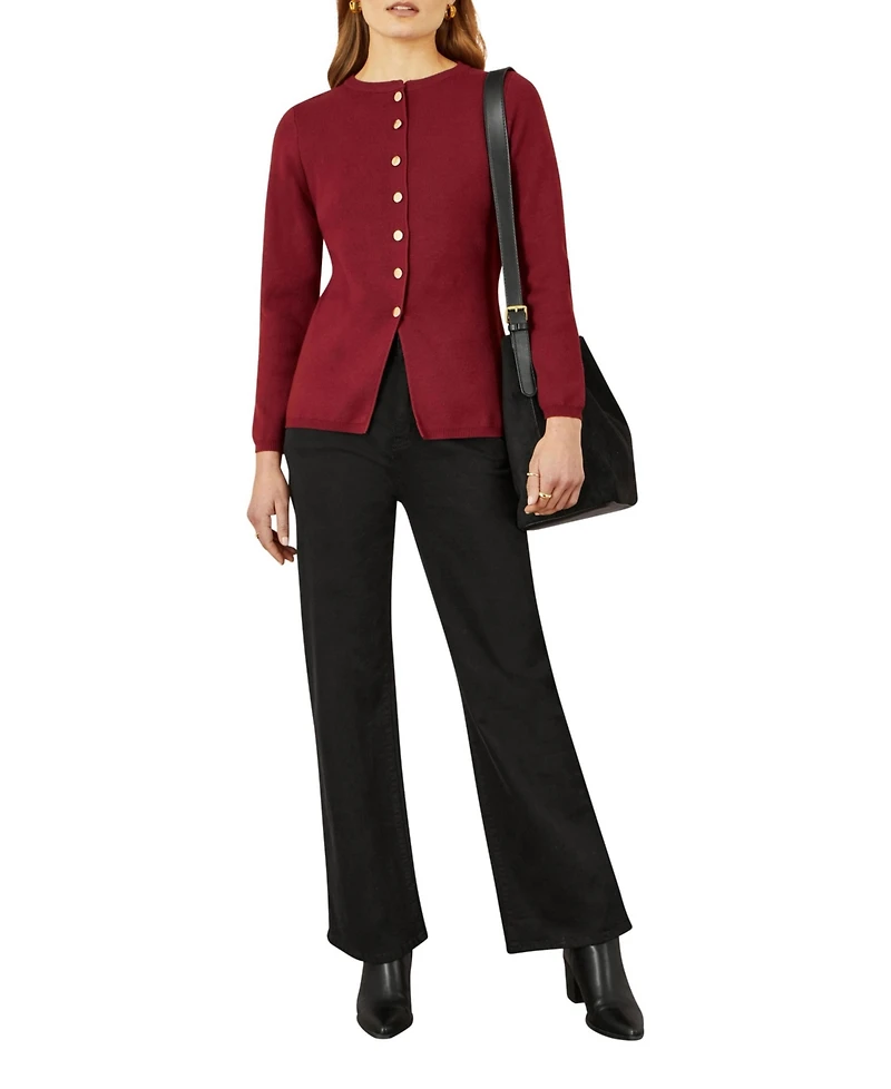 Yumi Women's Chic Peplum Button Up Cardigan