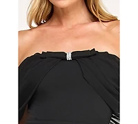 Seni & Cade Juniors' Off-The- Shoulder Drape Long Dress