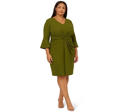 Adrianna Papell Plus Velvet Bell Sleeve Short Dress