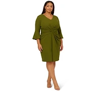 Adrianna Papell Plus Velvet Bell Sleeve Short Dress
