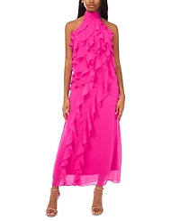 CeCe Women's Chiffon Sleeveless Long Halter Dress