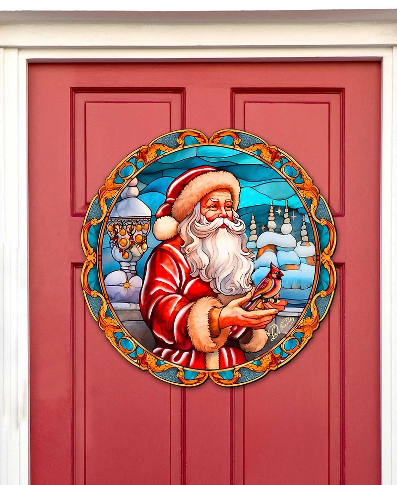 Designocracy Santa with Red Cardinal Holiday Decor