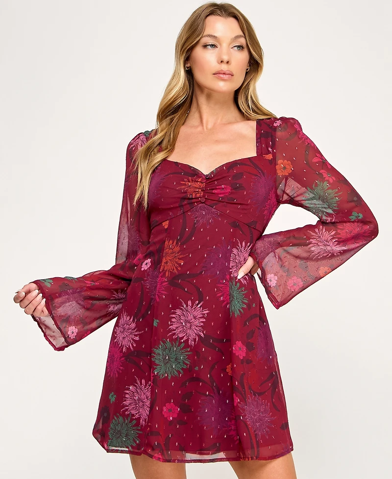 Seni & Cade Juniors' Long Bell Sleeve Short Dress