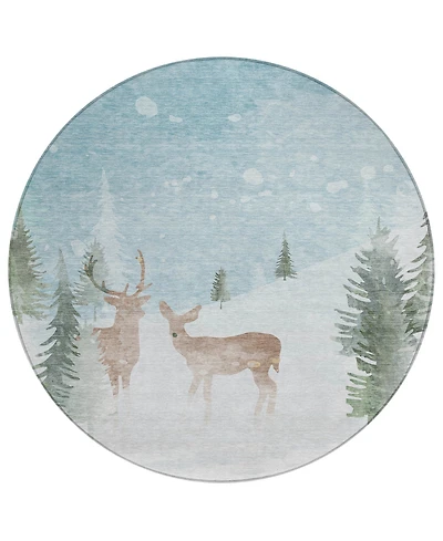 Addison Holiday Washable Indoor/Outdoor ACN1821 8'x8' Round Area Rug