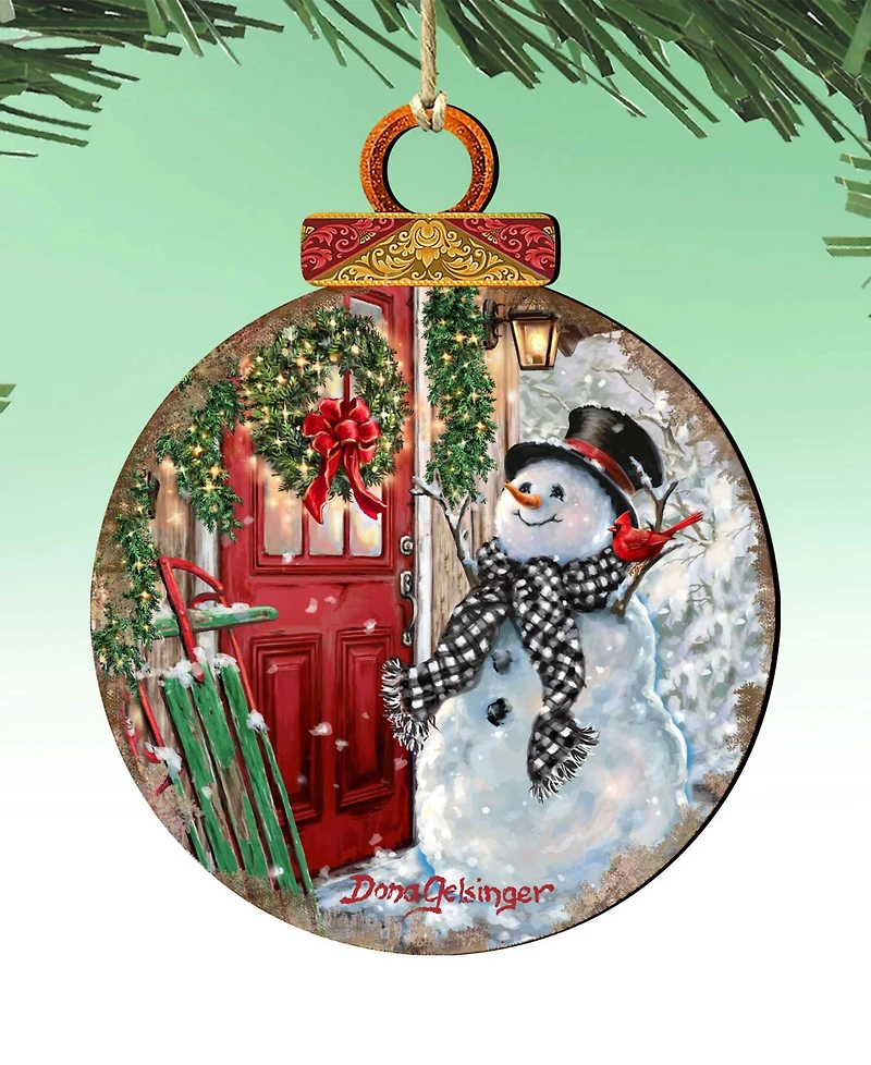 Designocracy Winter Arrival Snowman Holiday Ornament