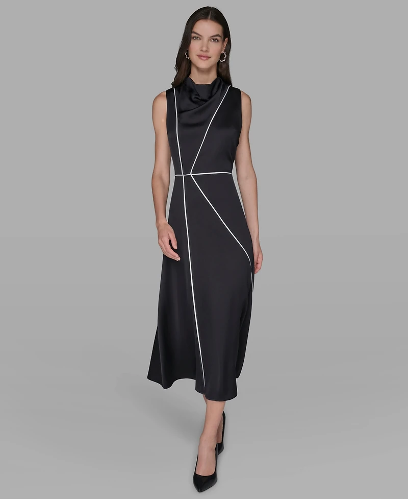 Karl Lagerfeld Paris Women's Mock Neck Midi Dress