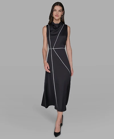Karl Lagerfeld Paris Women's Mock Neck Midi Dress