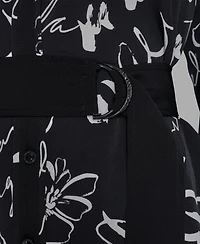 Karl Lagerfeld Paris Women's Printed Collared Shirt Dress