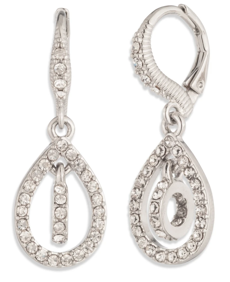 Givenchy Silver-Tone Crystal Pave Pear Drop Earrings