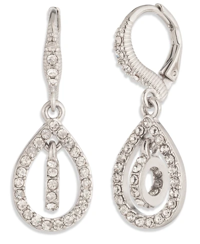 Givenchy Silver-Tone Crystal Pave Pear Drop Earrings