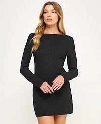 City Studios Juniors' Glitter Knit Long Sleeve Dress