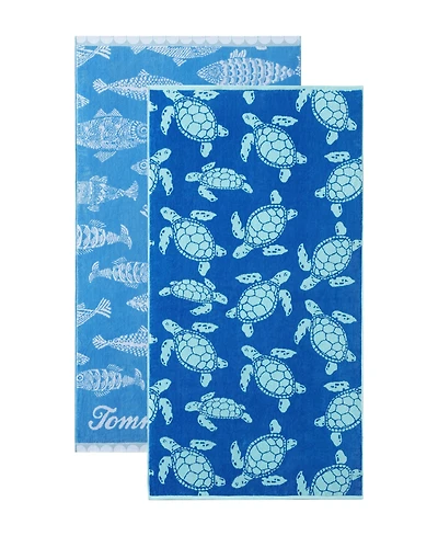 Tommy Bahama Fish Printed Cotton 2-Pc. Beach Towel Set, 72" x 36"