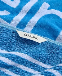 Calvin Klein Pinstripe Logo Cotton 2-Pc. Beach Towel Set, 70" x 40"