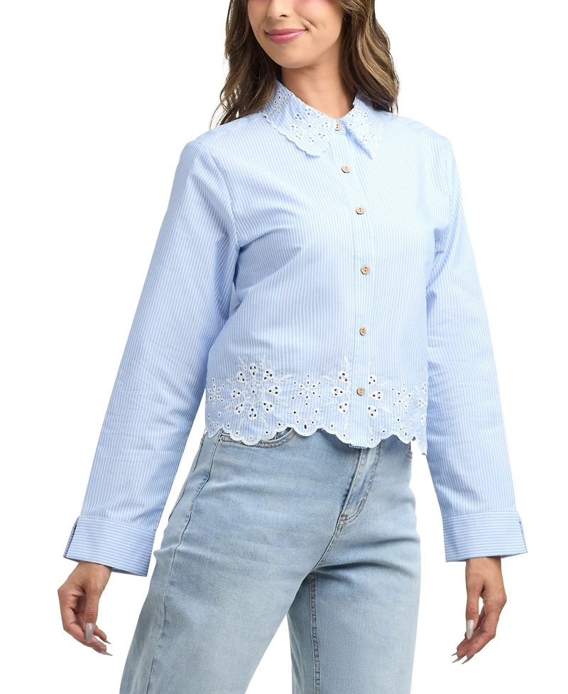 Bcx Women's Resort Button Up Long Sleeve Shirt
