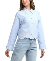Bcx Women's Resort Button Up Long Sleeve Shirt