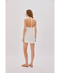 Labeca London Women's Sadie Linen Wrap Mini Dress