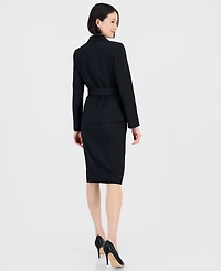 Tahari Asl Women's Asymmetrical Belted Jacket & Pencil Skirt Suit Set