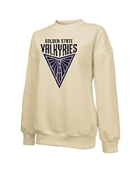 Majestic Women's Cream Golden State Valkyries Primary Logo Drop Shoulder Tri-Blend Pullover Sweatshirt