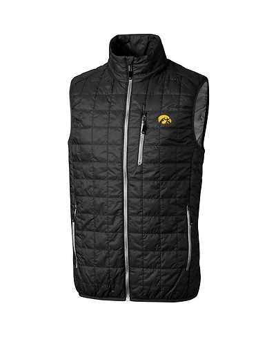 Cutter & Buck Men's Black Iowa Hawkeyes Big Tall Full-Zip Collegiate Rainier Vest