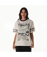 The Wild Collective Women's Cream Seattle Seahawks Vintage Drop Shoulder Oversized Boyfriend T-Shirt