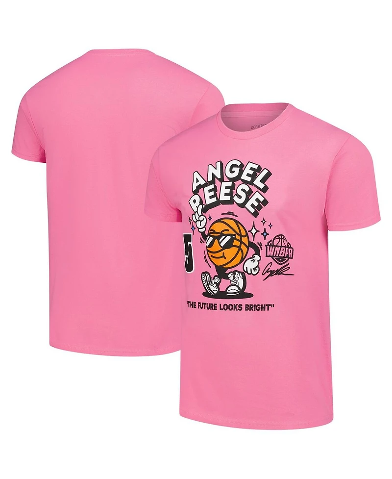 Kur8ted Men's and Women's Angel Reese Pink Wnba Gear The Future Looks Bright T-Shirt