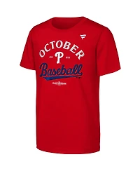 Fanatics Big Boys and Girls Red Philadelphia Phillies 2025 Mlb Postseason Locker Room T-Shirt
