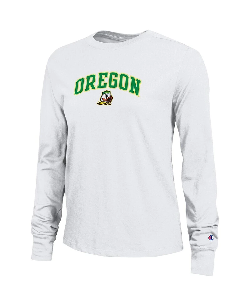 Champion Women's White Oregon Ducks Arch Over Logo Long Sleeve T-Shirt