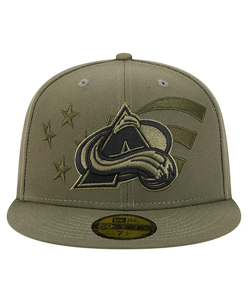 New Era Men's Olive Colorado Avalanche Military Appreciation Flag 59FIFTY Fitted Hat