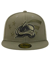 New Era Men's Olive Colorado Avalanche Military Appreciation Flag 59FIFTY Fitted Hat