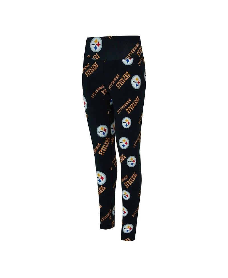 Concepts Sport Women's Black Pittsburgh Steelers Mosaic Allover Print Leggings