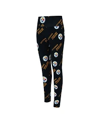 Concepts Sport Women's Black Pittsburgh Steelers Mosaic Allover Print Leggings