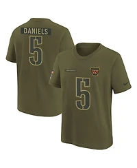 Nike Big Boys and Girls Jayden Daniels Olive Washington Commanders 2025 Salute to Service Name Number T-Shirt