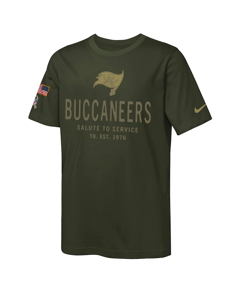 Nike Big Boys and Girls Olive Tampa Bay Buccaneers 2025 Salute to Service Sideline Dri-fit T-Shirt