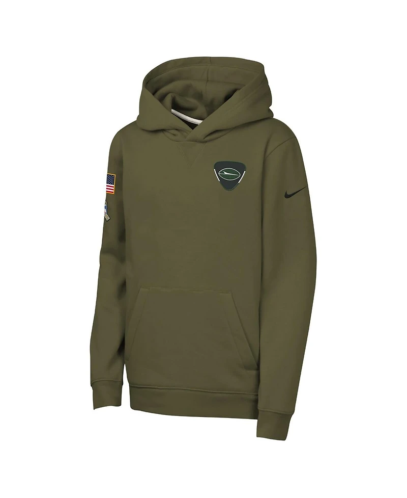 Nike Big Boys and Girls Olive New York Jets 2025 Salute to Service Club Fleece Hoodie