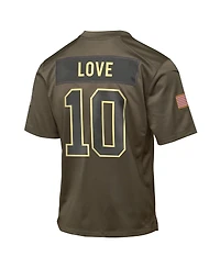 Nike Big Boys and Girls Jordan Love Olive Green Bay Packers 2025 Salute to Service Game Jersey