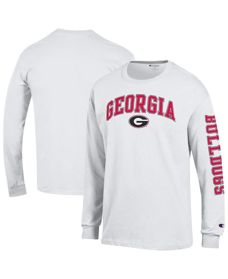 Champion Men's White Georgia Bulldogs Arch Over Logo 2-Hit Long Sleeve T-Shirt