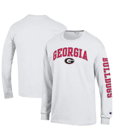 Champion Men's White Georgia Bulldogs Arch Over Logo 2-Hit Long Sleeve T-Shirt