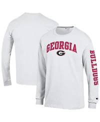 Champion Men's White Georgia Bulldogs Arch Over Logo 2-Hit Long Sleeve T-Shirt