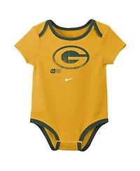 Nike Baby Boys and Girls 3-Pack Jordan Love Green Bay Packers Name Number Bodysuit Set