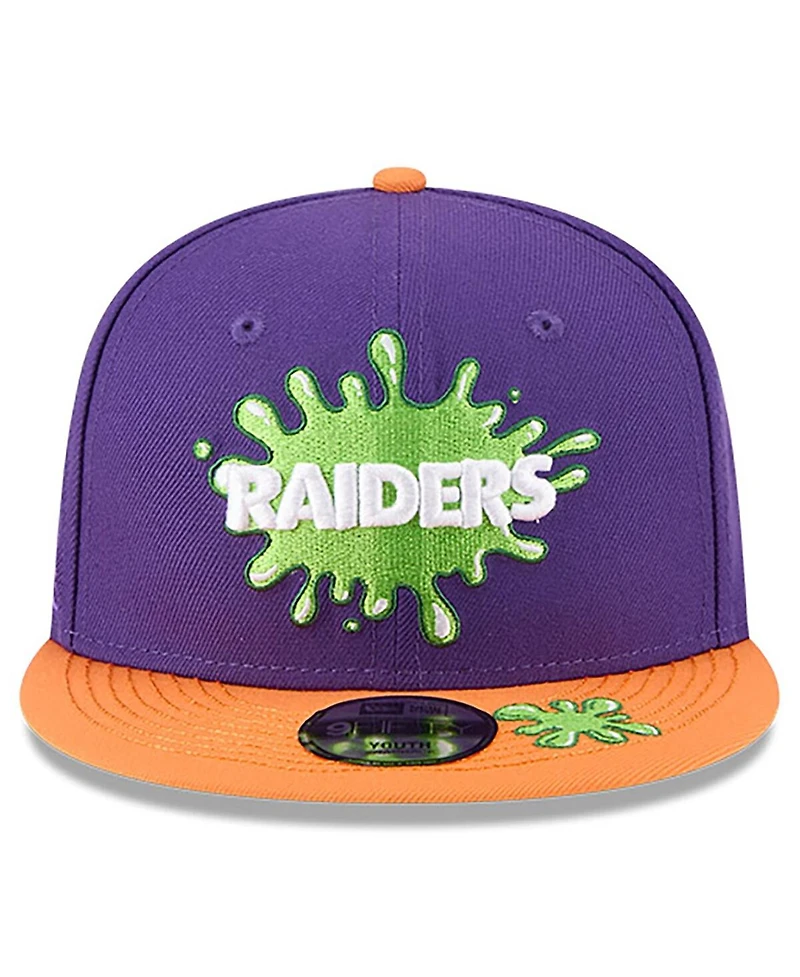 New Era Big Boys and Girls Purple/Orange Las Vegas Raiders Nickelodeon Slime 9FIFTY Snapback Hat