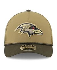 New Era Big Boys and Girls Green/Dark Green Baltimore Ravens 2025 Salute to Service 9FORTY A-Frame Adjustable Hat