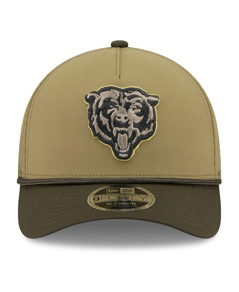 New Era Big Boys and Girls Green/Dark Green Chicago Bears 2025 Salute to Service 9FORTY A-Frame Adjustable Hat