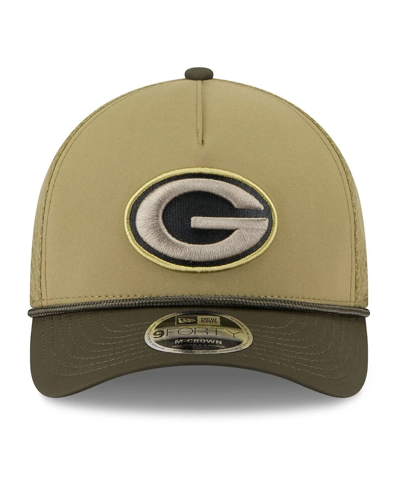 New Era Big Boys and Girls Green/Dark Green Green Bay Packers 2025 Salute to Service 9FORTY A-Frame Adjustable Hat